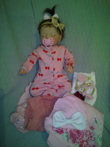 Reborn doll asleep with - reborn, doll,