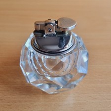 Swank Cut Crystal Stainless Steel Table Lighter Untested 463g 3"