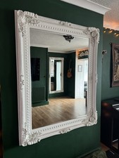 Large Antique Style Full Length Ornate White wood Mirror 120cm wide  150cm high 