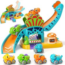 Dinosaur Toy Car Garage Track Set Vehicle Play Set with Dino-Cars