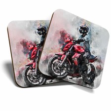 2 x Coasters - Red Motorbike