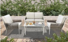 Rattan / aluminium Frame White Garden Set