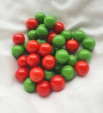 OPAQUE 'FESTIVE MIX' - RED AND GREEN - 25 Solid Colour Glass Marbles, 14mm