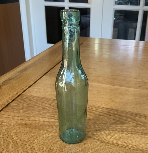 Vintage green glass bottle - green,