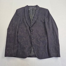 ZARA Blazer Jacket 40 Navy Men's Satin Floral Tailored