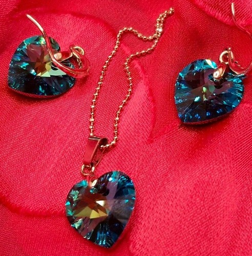 Blue heart necklace and - heart,