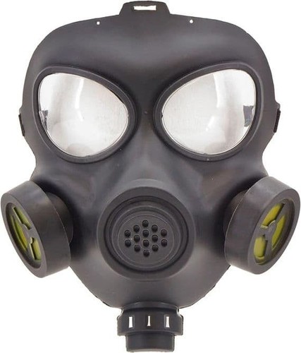 Black hard plastic gas mask - black,