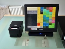 uniwell touch screen restaurant till with money drawer and posbank printer