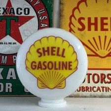 Mini Gas Pump Globe, Shell Gasoline, Petrol Memorabilia, Hand Blown Glass Globe