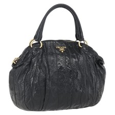 PRADA Hand Bag Enamel Black