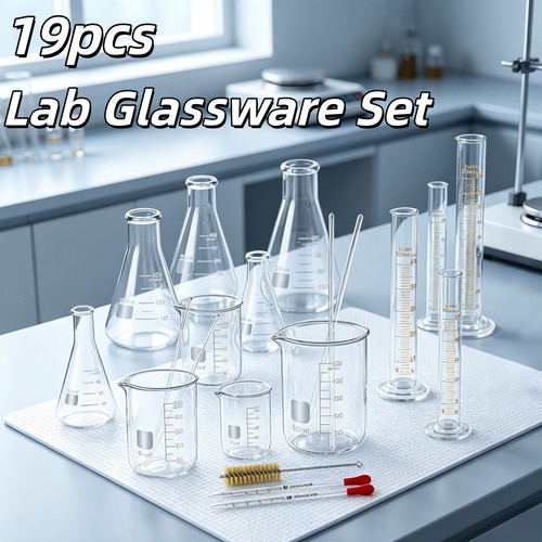19pcs lab glassware set - glassware, flasks