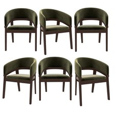 Set of 6 Walnut & Olive Green