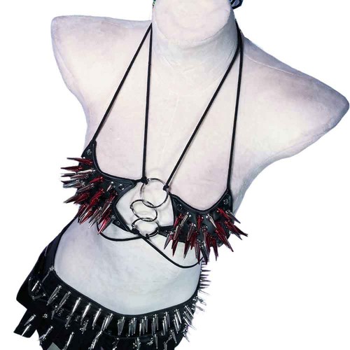 Festival bra spiked grunge y2k - bra,