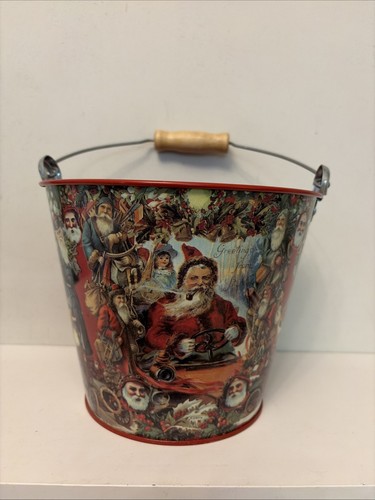Vintage christmas metal tin - metal,