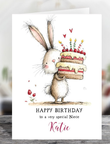 Cute bunny rabbit with cake - with,