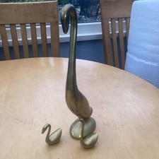 3 X Vintage Brass Swans
