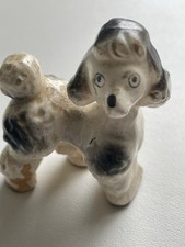 Vintage Black And White  Spaghetti Poodle Miniature dog Figurine