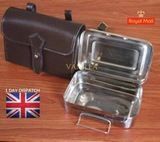 Fox Hunting Sandwich Tin with Leather Case Saddle Attach Case Gift For Him