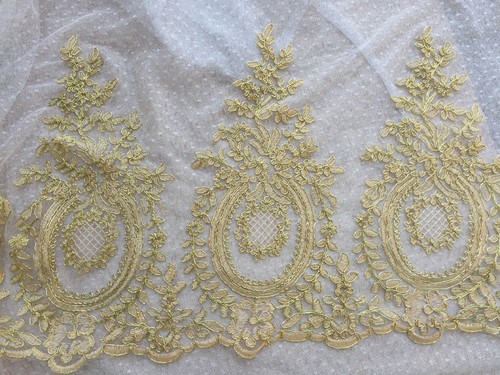 Gold corded wedding veiling - corded,