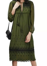 ?NWT Topshop Khaki Green Chiffon Lined Midi Kaftan Dress 14 Boho Vintage Folk?