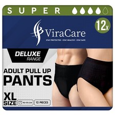 12 x Black Incontinence Pants Women & Men | Super Pull Up Pants | Size M, L, XL