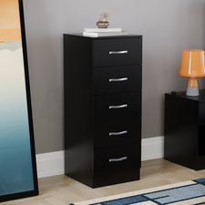 SALE 5 Drawer Narrow Chest Cabinet Unit  Bedroom Furniture Modern Black