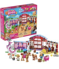 MEGA Barbie Horse Stables Building Set 304 pieces, 3 micro-dolls, toy gift set