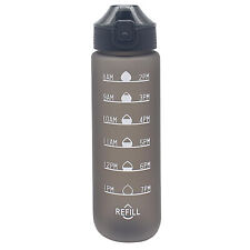 Water Bottle Black 1L Hydration Slide Lock Leak Proof Reminder Drinking Sports