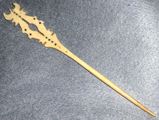 Enigmatic Antique Carved and Inlaid Hairstick or Bodkin.