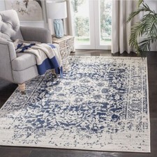Large Safavieh Madison Rug Floral Blooms Cream Navy Blue 200 cm x 300 cm