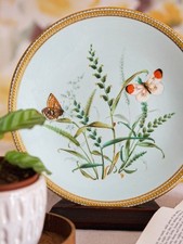 Antique Royal Worcester English Botanical Garden butterfly Cabinet dessert Plate