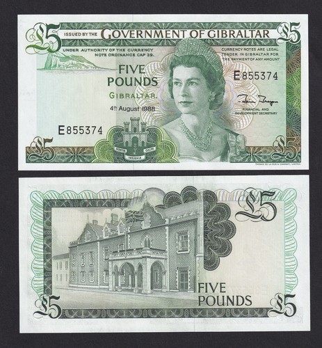 Unc gibraltar five pounds - unc,