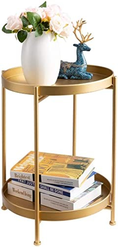 Gold round side table living - gold,