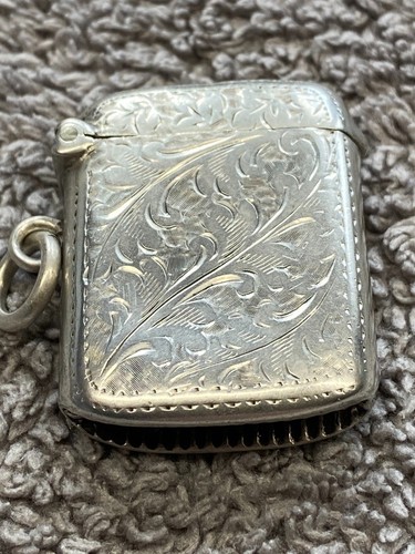 Sterling silver vesta case - silver,