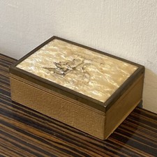 Vintage Antique Pearlised Top With Classic Scene Trinket Box Cigarette Box