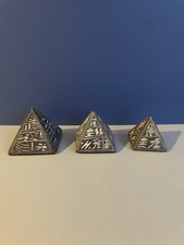Egyptian Hand Carved Stone Pyramids Hieroglyphic Symbol Souvenir Ornament X3