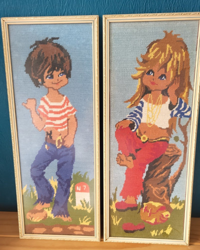 Pair vintage big eye - big, girl