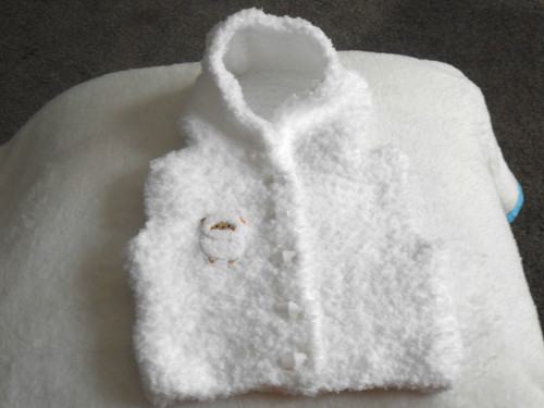Hand knitted white faux - white, fur