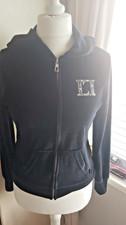 Lipsy Black Velvet Zip Hoodie