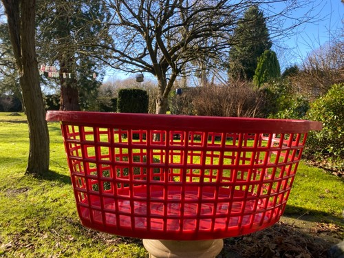Vintage retro red plastic oval - vintage,