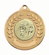 50mm Running Cross Country Metal Medal Award with Ribbon Gold Silver Bronze 
