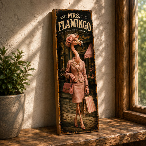 Flamingo wooden sign mrs - flamingo,