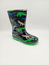 Urban Jacks Rapid Black Green Kids Wellington Boots Brand New