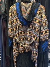 RARE Bill Gibb Byzantine Collection Pure Wool Poncho Type Cardigan Tassel Belt M