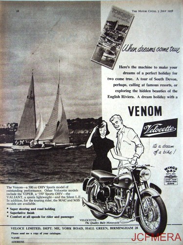 1958 motor cycle advert - 1958,