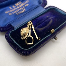 9ct Gold Equestrian Pendant Charm 9k Gold Hallmarked Horse Riding Charm Pendant