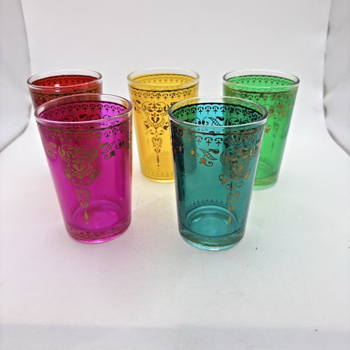 Moroccan glass tea cups - cups, multi