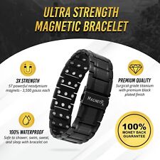 MagnetRX 3x Strength Titanium Magnetic Therapy Bracelet for Men Black