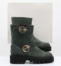 J W ANDERSON WOMENS SUEDE BUCKLE ANKLE BOOTS UK 4 EU 6.5 GREEN £450 AI