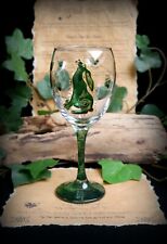 Hand Decorated Witches Wine Glass Chalice Moon Gazing Hare  Wicca Pagan Altar
